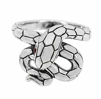 Sterling Silver, Snake Ring With Cubic Zirconia, 18mm Width