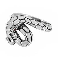 Sterling Silver, Snake Ring With Cubic Zirconia, 18mm Width