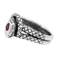 Sterling Silver, Snake Ring With 4X3mm Cubic Zirconia, 12mm Width