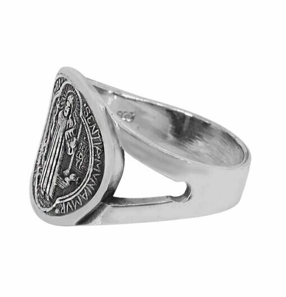 Sterling Silver, Saint Benedict Ring, 17mm Width