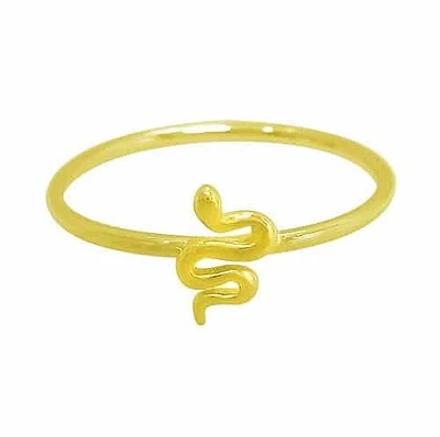 Sterling Silver With Gold, 7X6mm Snake Ring