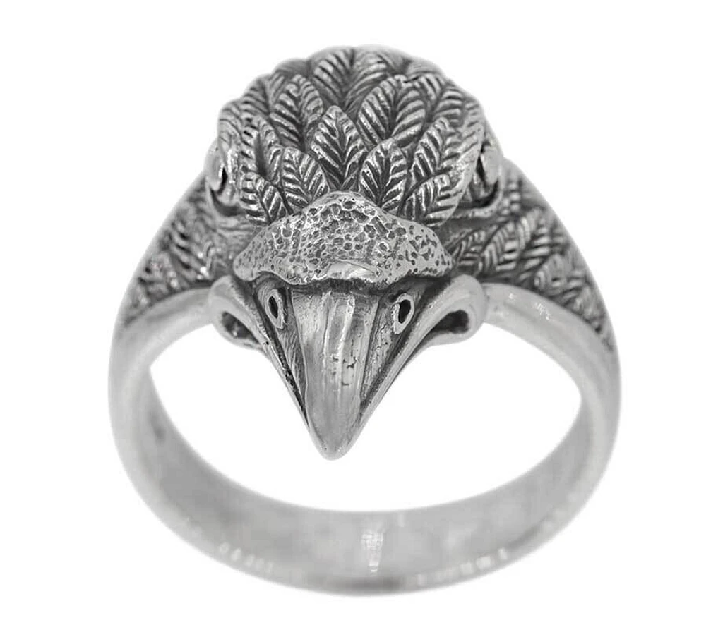 Sterling Silver, Eagle Head Ring, 24mm Width