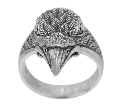 Sterling Silver, Eagle Head Ring, 24mm Width