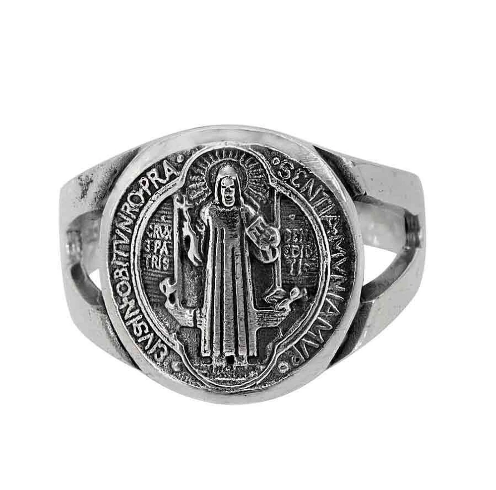 Sterling Silver, Saint Benedict Ring, 17mm Width