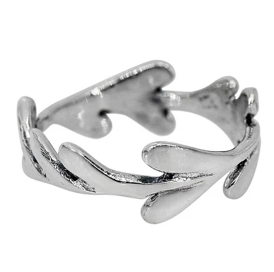 Sterling Silver, Leaf Band, 8mm Width