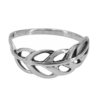 Sterling Silver, Leaf Ring,6Mm Width, 2mm Band