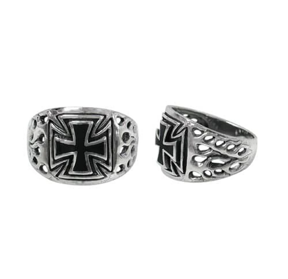 Sterling Silver Cross Ring With Filigree Design, 17mm Frame