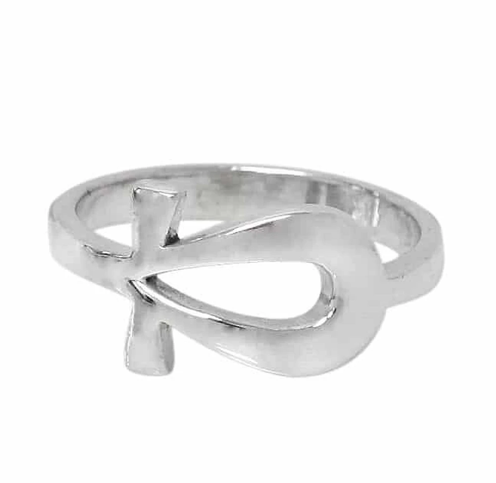 Sterling Silver Ankh Cross Ring, 10mm Width