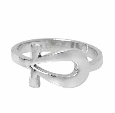 Sterling Silver Ankh Cross Ring, 10mm Width