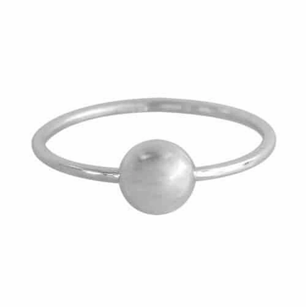 Sterling Silver With Rhodium, Arc Dome Ring, 7mm Diameter (Dome)