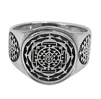 Sterling Silver Sri Yantra Ring, 18mm Width