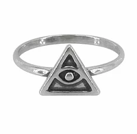 Sterling Silver With Rhodium, Eye Of Providence Ring, 9mm Width