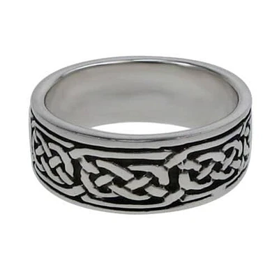 Sterling Silver Band With Celtic Knot Design. Approximate Size: 7mm Width