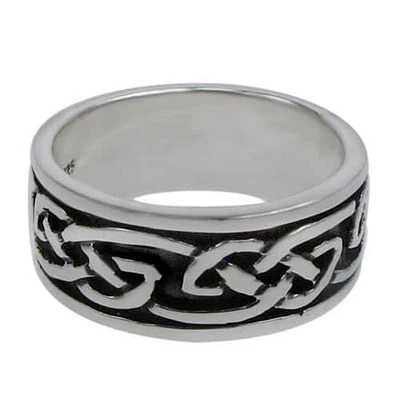 Sterling Silver Band With Celtic Knot Design. Approximate Size: 8mm Width