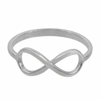 Rhodium Plated On Sterling Silver Infinity Ring. Approximate Size: 6mm Length X 14mm Width