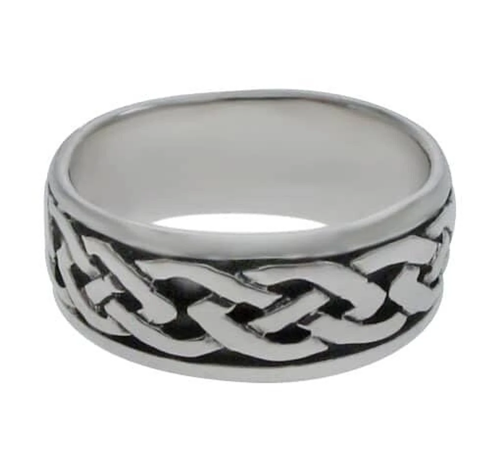 Sterling Silver Ring With Celtic Knot Design. Approximate Size: 8mm Width