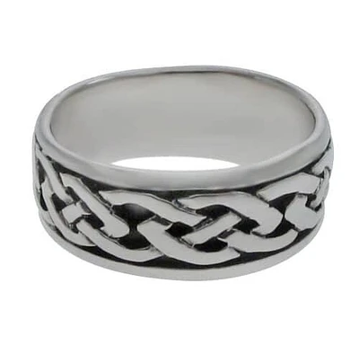 Sterling Silver Ring With Celtic Knot Design. Approximate Size: 8mm Width