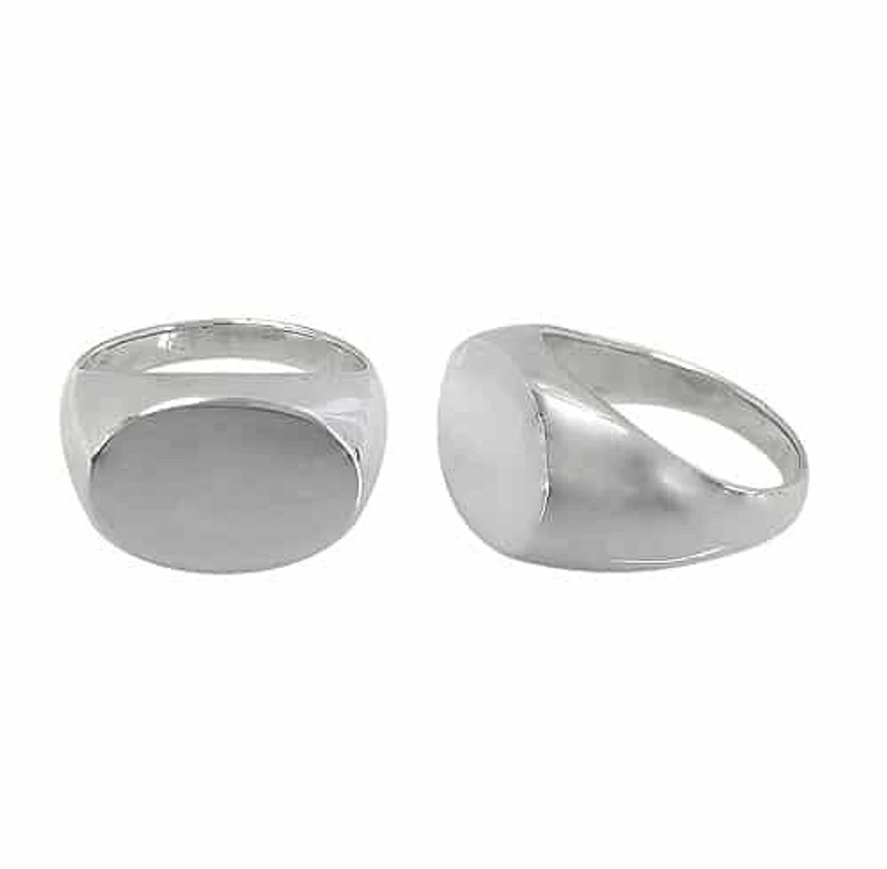 Sterling Silver, Oval Signet Ring. Approximate Size: 13mm Length X 18mm Width