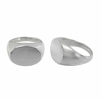 Sterling Silver, Oval Signet Ring. Approximate Size: 13mm Length X 18mm Width