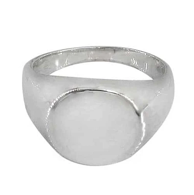 Sterling Silver Oval Signet Ring, 13X15mm Face