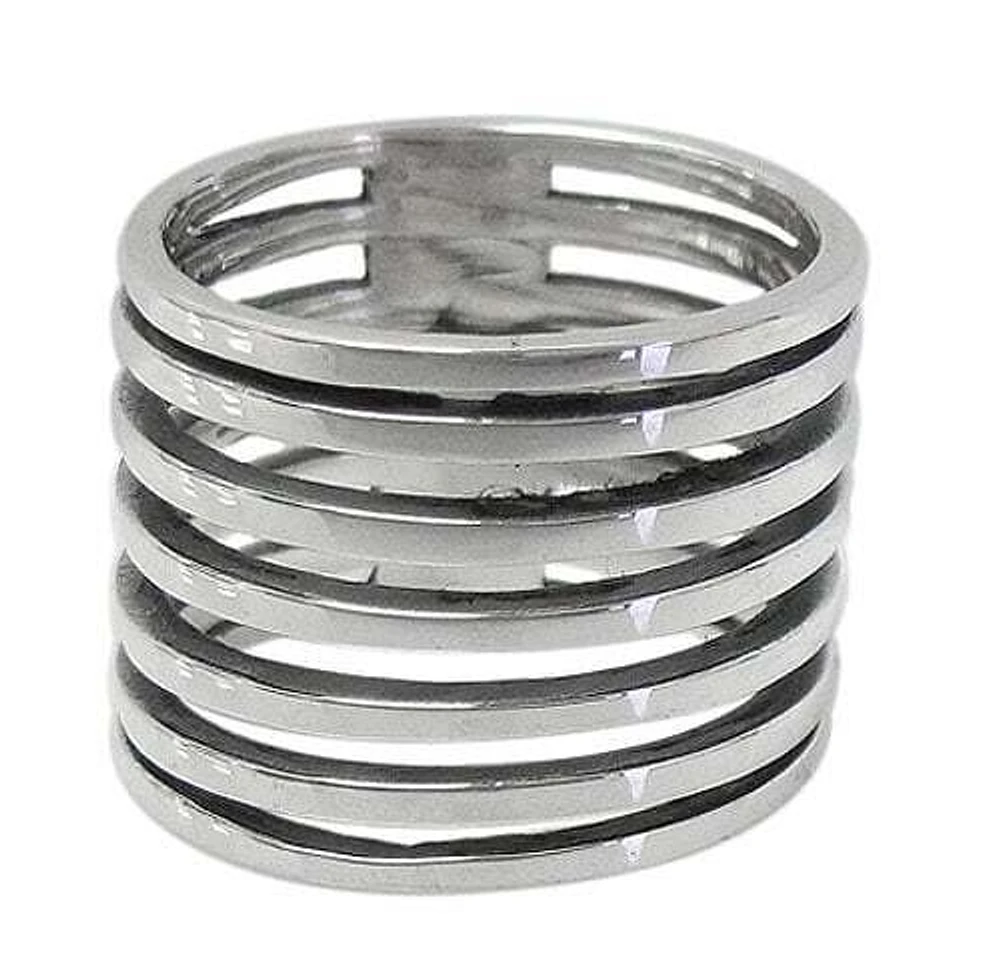 Sterling Silver Ring With Multi Flat Loop. Approximate Size: 17mm Width