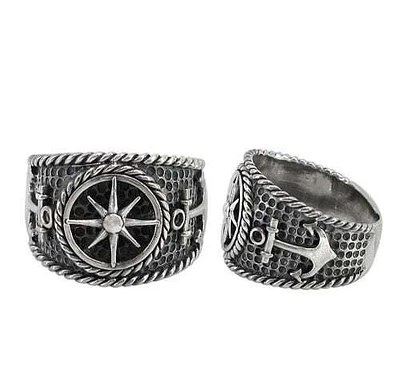 Sterling Silver, Nautical Compass Ring