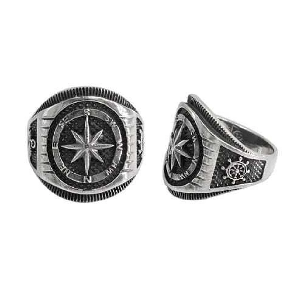 Sterling Silver, Nautical Compass Ring