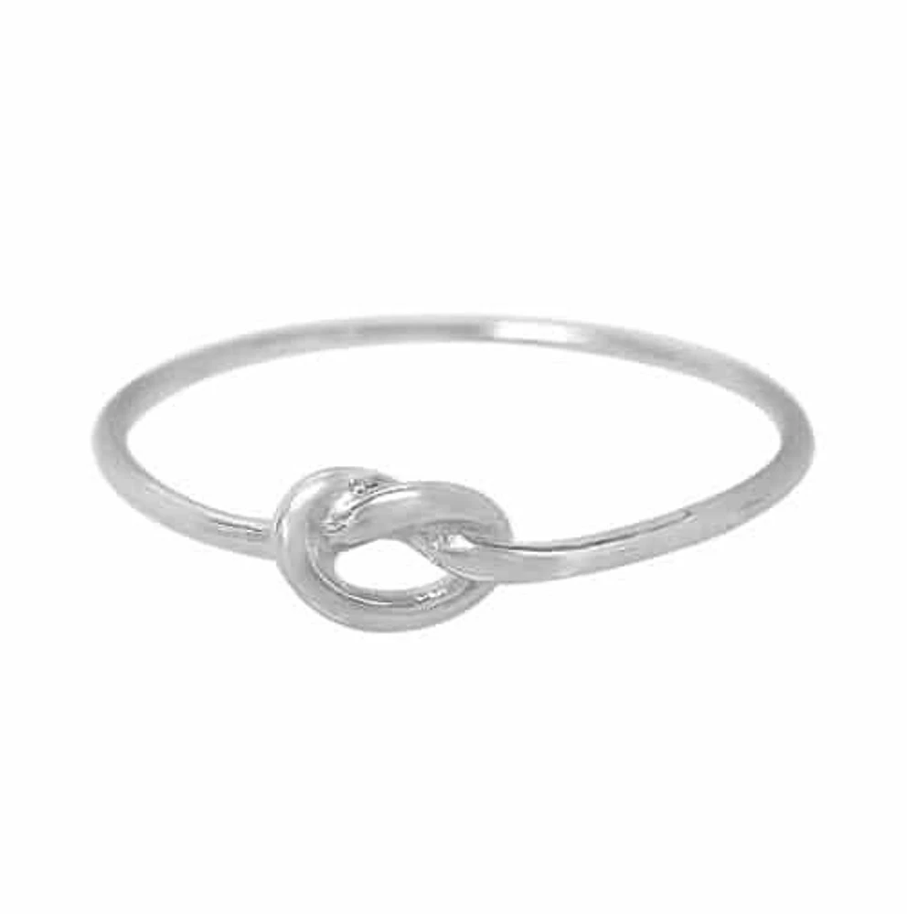 Sterling Silver With Rhodium, 4X4mm Knotted Ring