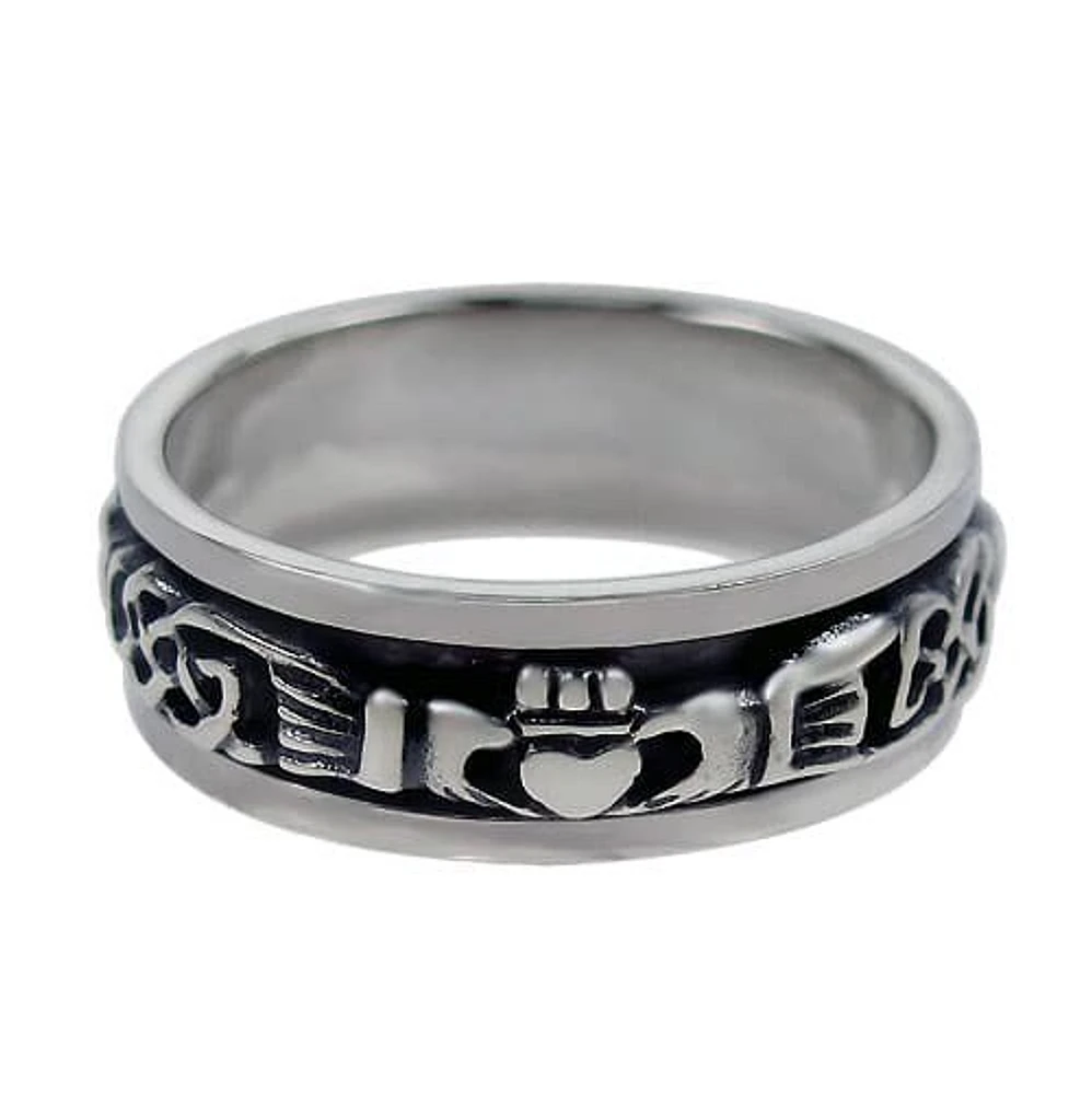 Sterling Silver Claddagh Spinner Ring, 8Mm Width