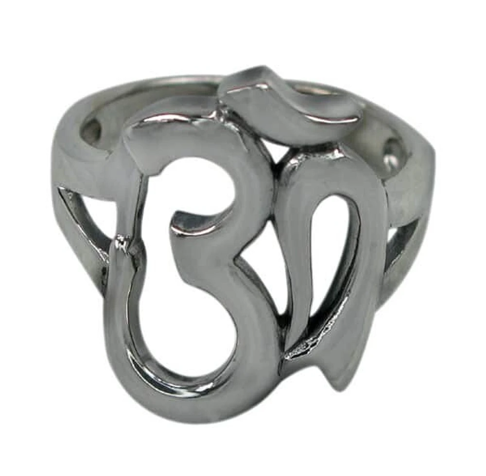 Sterling Silver Om Ring. Approximate Size: 18mm Length X 13mm Width