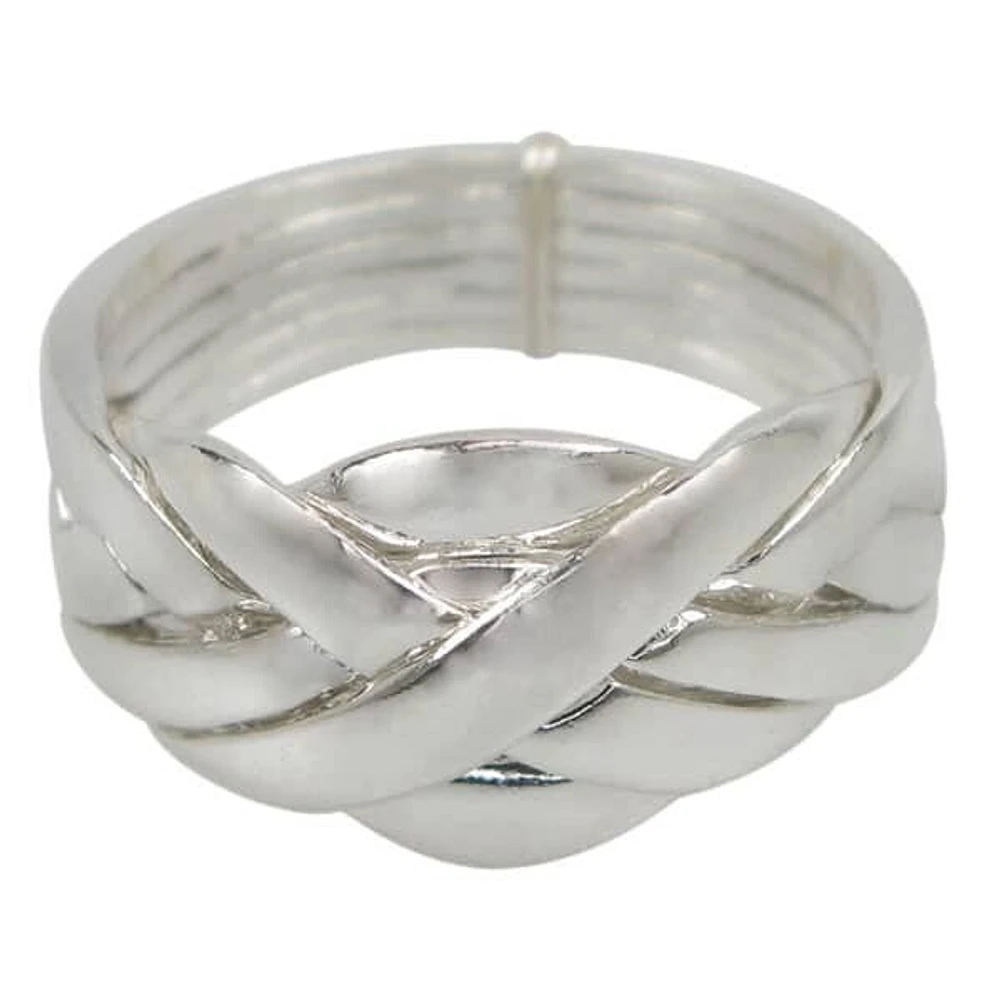 Sterling Silver, Puzzle Ring With 6 Bands Join Together. Approximate Size: 10mm Widt