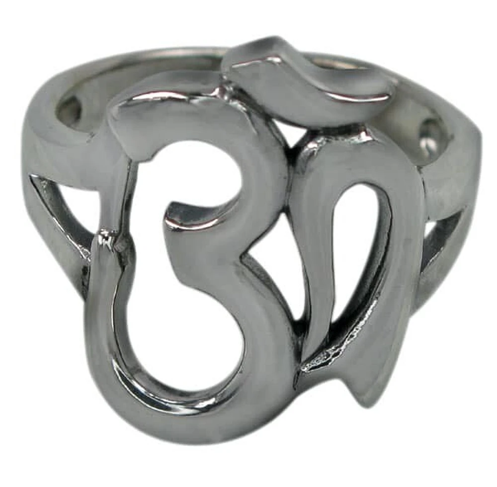 Sterling Silver Om Ring. Approximate Size: 22mm Length X 17mm Width