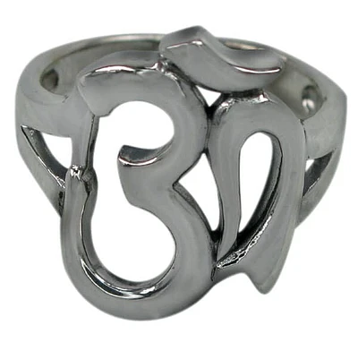 Sterling Silver Om Ring. Approximate Size: 22mm Length X 17mm Width