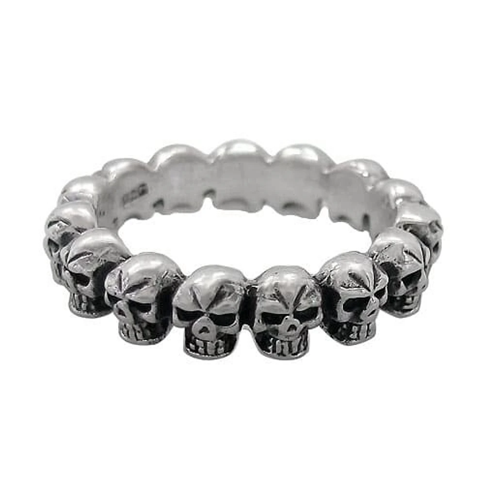 Sterling Silver Skull Ring, 5mm Width