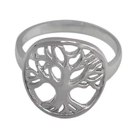 Rhodium Plated On Sterling Silver, Tree Of Life Ring. Approximate Frame Size: 17mm Length X 15mm Width.