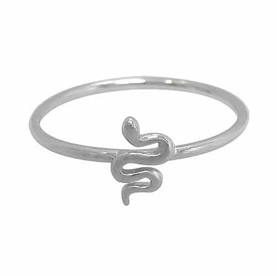 Sterling Silver With Rhodium, 7X6mm Snake Ring