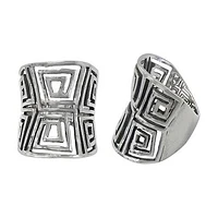 Sterling Silver Ring With Square Shape Design. Approximate Frame Size: 28mm Length