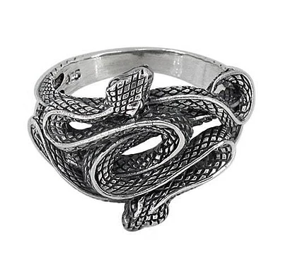 Sterling Silver, Double Snake Ring, 20mm Width