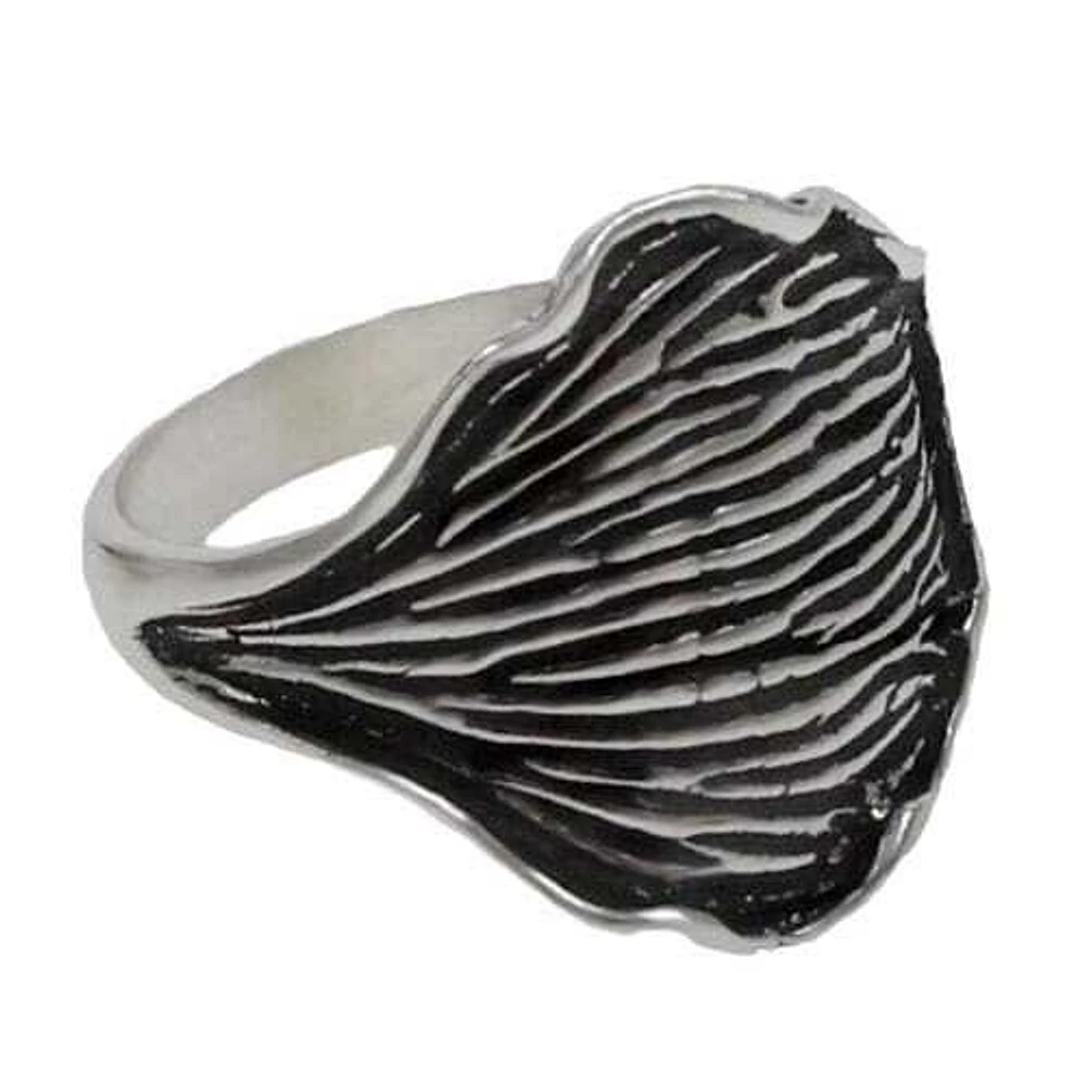 Sterling Silver Ring With Detail Leaf Design. Approximate Frame Size: 18mm Height