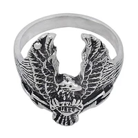 Sterling Silver Ring With A Detail Eagle Design. Approx Size: 21mm Length X 16mm Width