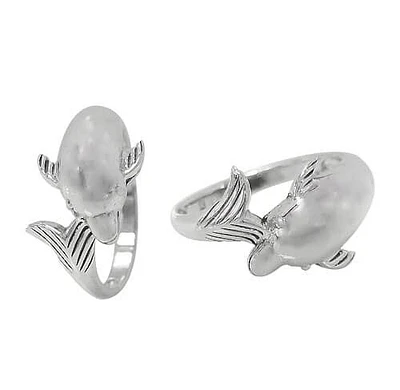 Sterling Silver, Dolphin Ring With Detail. Approximate Frame Size: 13mm Height