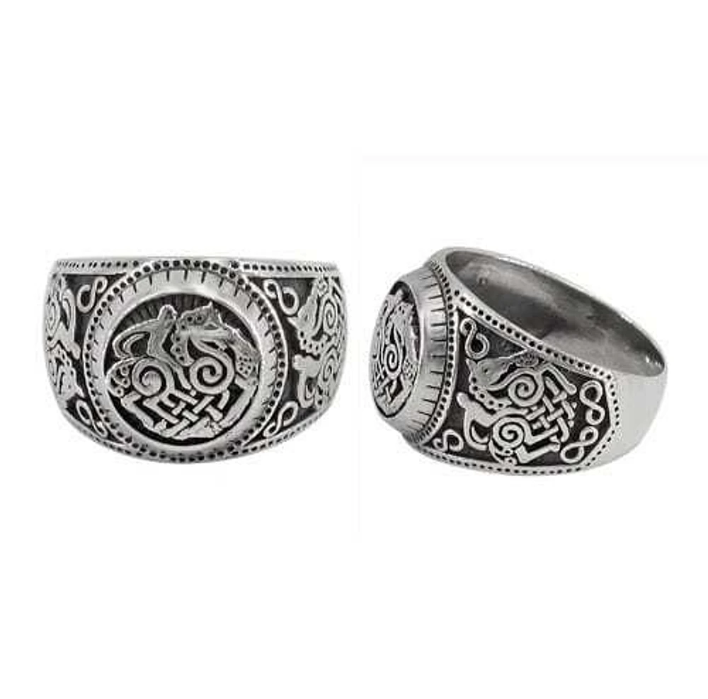 Sterling Silver Celtic Horse Ring, 18mm Width