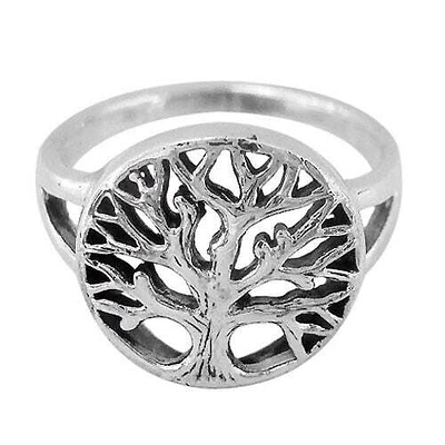 Sterling Silver, Tree Of Life Ring. Approximate Frame Size: 14mm Diameter