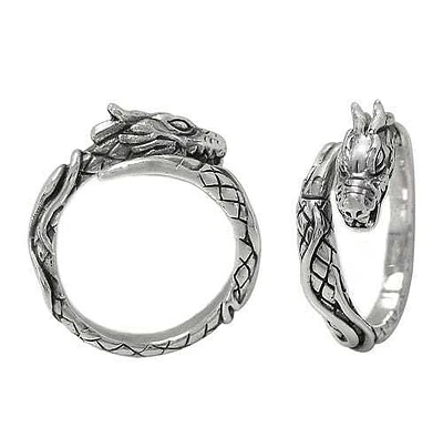Sterling Silver, Detail Dragon Ring. Approximate Frame Size: 10mm Height