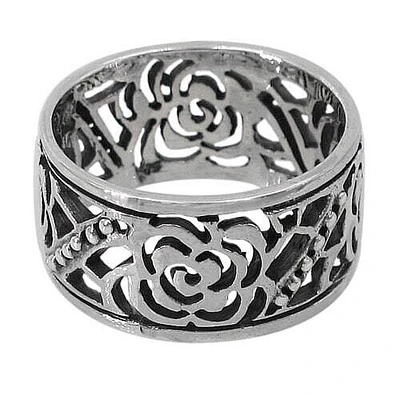 Sterling Silver Flower Ring, 10mm Width