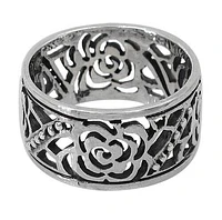 Sterling Silver Flower Ring, 10mm Width