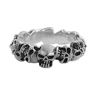 Sterling Silver Ring With Multi Skull Head. Approximate Size: 7mm Width