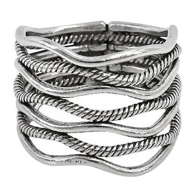 Sterling Silver Ring With Multi Wavy Lines