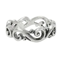 Sterling Silver Ring With Filigree Design. Approx Size: 6mm Width