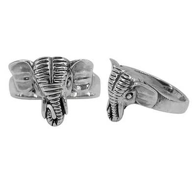 Sterling Silver Elephant Head Ring, 15mm Width